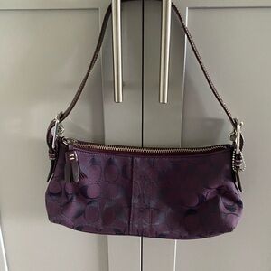 COACH SIGNATURE C CHARTEUSE EAST WEST DEMI SHOULDER BAG PURSE in DARK PURPLE